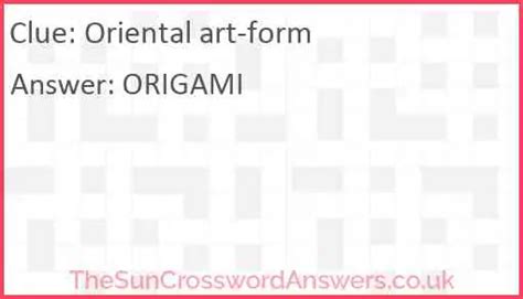 oriental art form crossword clue|oriental art form the sun.